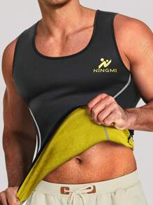 Men Letter Graphic Sports Tank Top Gym Clothes Men - Black - View 6