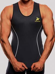 Men Letter Graphic Sports Tank Top Gym Clothes Men - Black - View 7