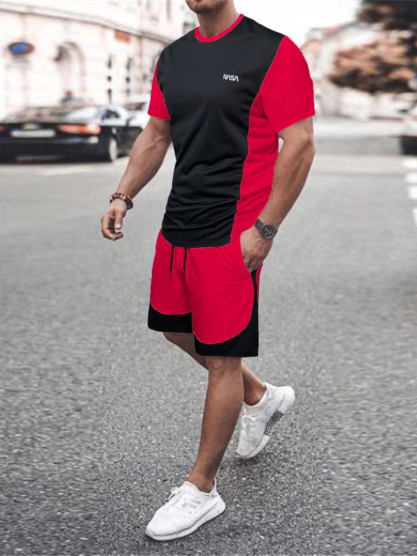 Manfinity Homme Bộ hai mảnh Nam Dây kéo Khối Màu Lá thư Giải trí - Nhiều màu - Xem 1