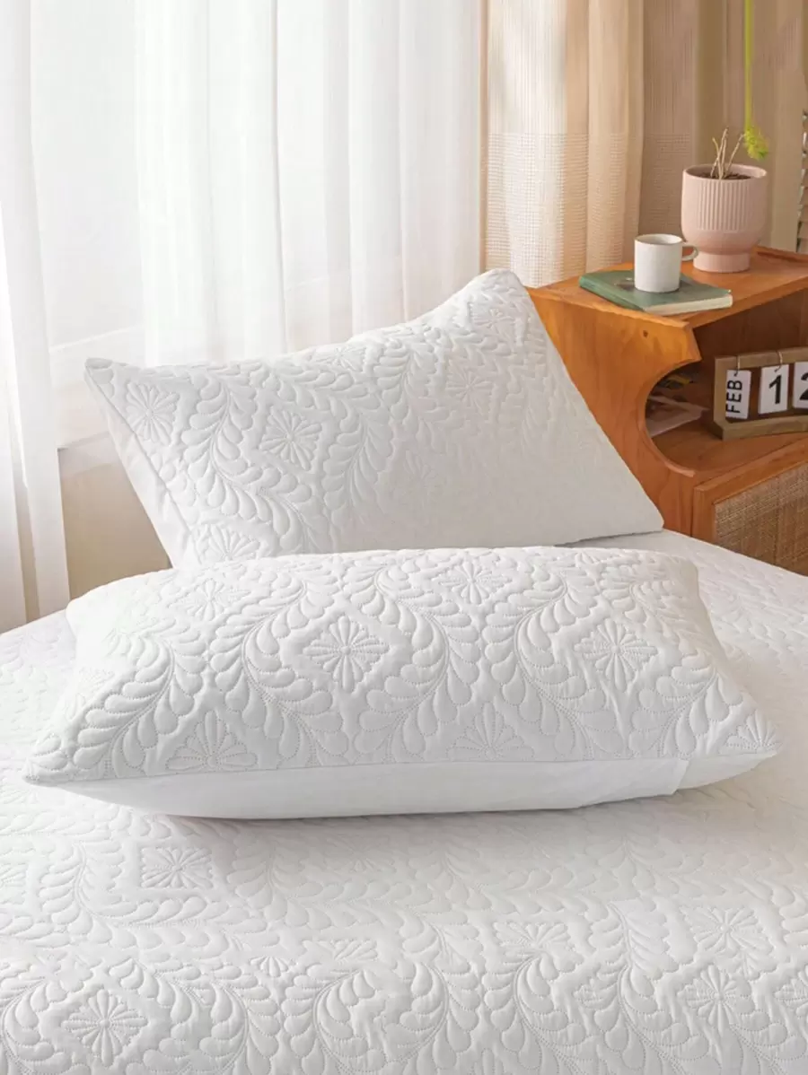 1 Cặp Vỏ Gối Họa Tiết Không Chất Độn, Vỏ Gối Đơn Giản Cho Giường - trắng - Xem 1