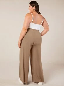 SHEIN BASICS Quần Plus Size màu trơn Giải trí - Màu nâu  Mocha - Xem 7