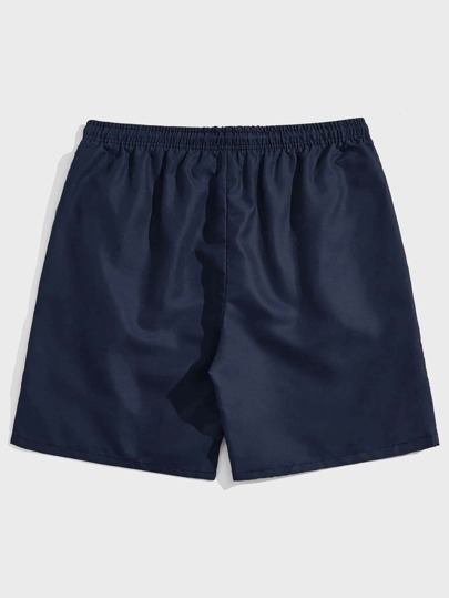 Prep Pantalones cortos con cordón en la cintura y gráfico de letras para hombres, de vuelta al colegio