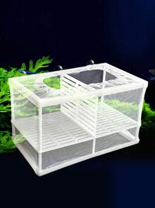 1入組可拆式吸盤網狀懸浮魚殖網，適用於各種魚缸和水族箱，用於魚類繁殖和隔離 - 白色 - 查看 1