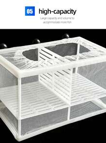 1入組可拆式吸盤網狀懸浮魚殖網，適用於各種魚缸和水族箱，用於魚類繁殖和隔離 - 白色 - 查看 4