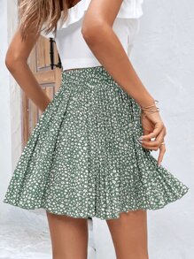 SHEIN Frenchy Váy nữ Quần paper-bag Họa tiết hoa Boho - màu xanh lá - Xem 2