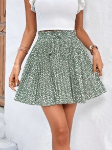 SHEIN Frenchy Váy nữ Quần paper-bag Họa tiết hoa Boho - màu xanh lá - Xem 4