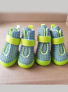 宠物鞋 透气运动鞋 狗鞋 防护冬鞋 软底鞋 猫鞋 宠物用品 欧美流行休闲鞋 - 綠色 - 查看 1