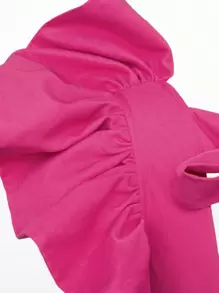 L'Amorae 优雅荷叶边高低下摆系带露背连衣裙