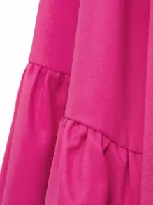 L'Amorae 优雅荷叶边高低下摆系带露背连衣裙