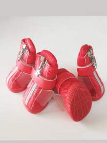 4入組透氣寵物鞋子適用於貓和狗狗適用於戶外