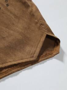 Manfinity Homme 男款鬆身花朵和字母印花抽繩腰短褲 - 棕色 - 查看 4