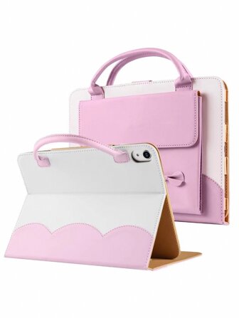 1PC Pink Bowknot PU Leather Tablet Case With Stand Function, Convenient Handheld Carrying, Compatible With IPad Protection
