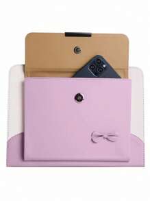 1PC Pink Bowknot PU Leather Tablet Case With Stand Function, Convenient Handheld Carrying, Compatible With IPad Protection