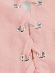 SHEIN MOD Vestido de tirantes unicolor bajo con fruncido - Rosa Pálido - Ver 3