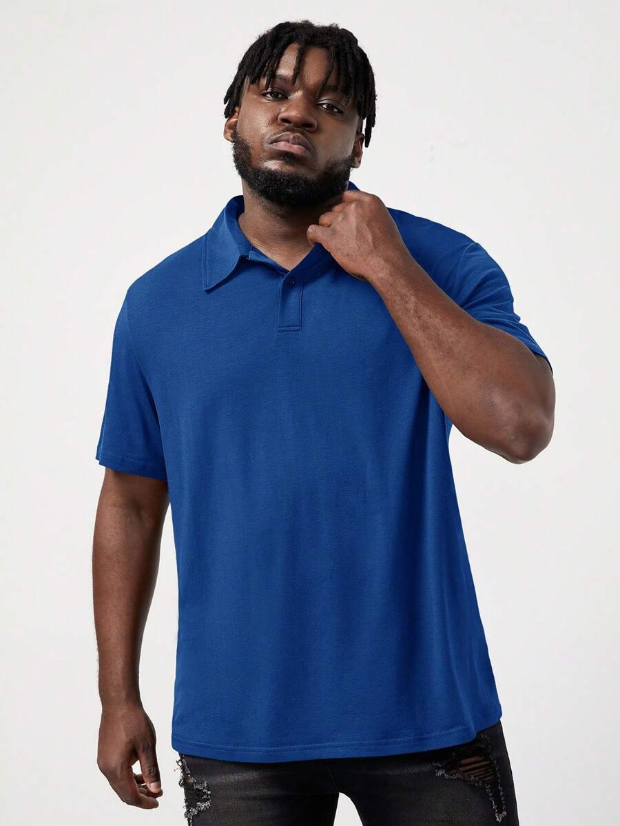 EASEVO Men Plus Solid Polo Shirt - Blue - View 1