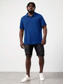 EASEVO Men Plus Solid Polo Shirt - Blue - View 4