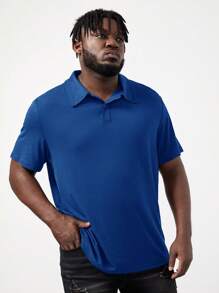 EASEVO Men Plus Solid Polo Shirt - Blue - View 5