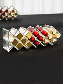 1pc Clear Lipstick Storage Rack, Plastic Lip Gloss Organizer For Desktop - Clear - View 4