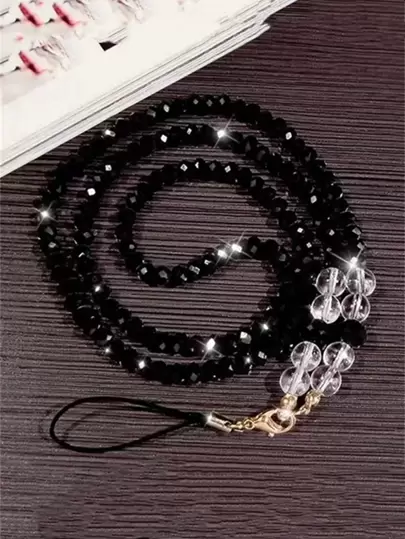 菱形黑水晶礼物，适合送给母亲、家人、朋友、生日、节日的手机挂饰、手机链