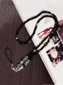 Rhombic Black Crystal Gifts For Mother, Family, Friends, Birthday, Holiday Phone Charm, Phone Chain