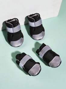 4pcs Reflective Pet Shoes For Cat And Dog For Outdoor - Black - View 4