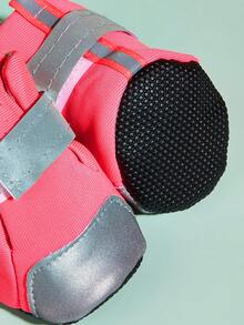 4pcs Reflective Pet Shoes For Cat And Dog For Outdoor - Pink - View 5