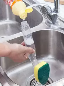 1pc Pot Cleaning Brush Replacement Head, Yellow Sponge Brush Head, For Kitchen - Yellow - View 2