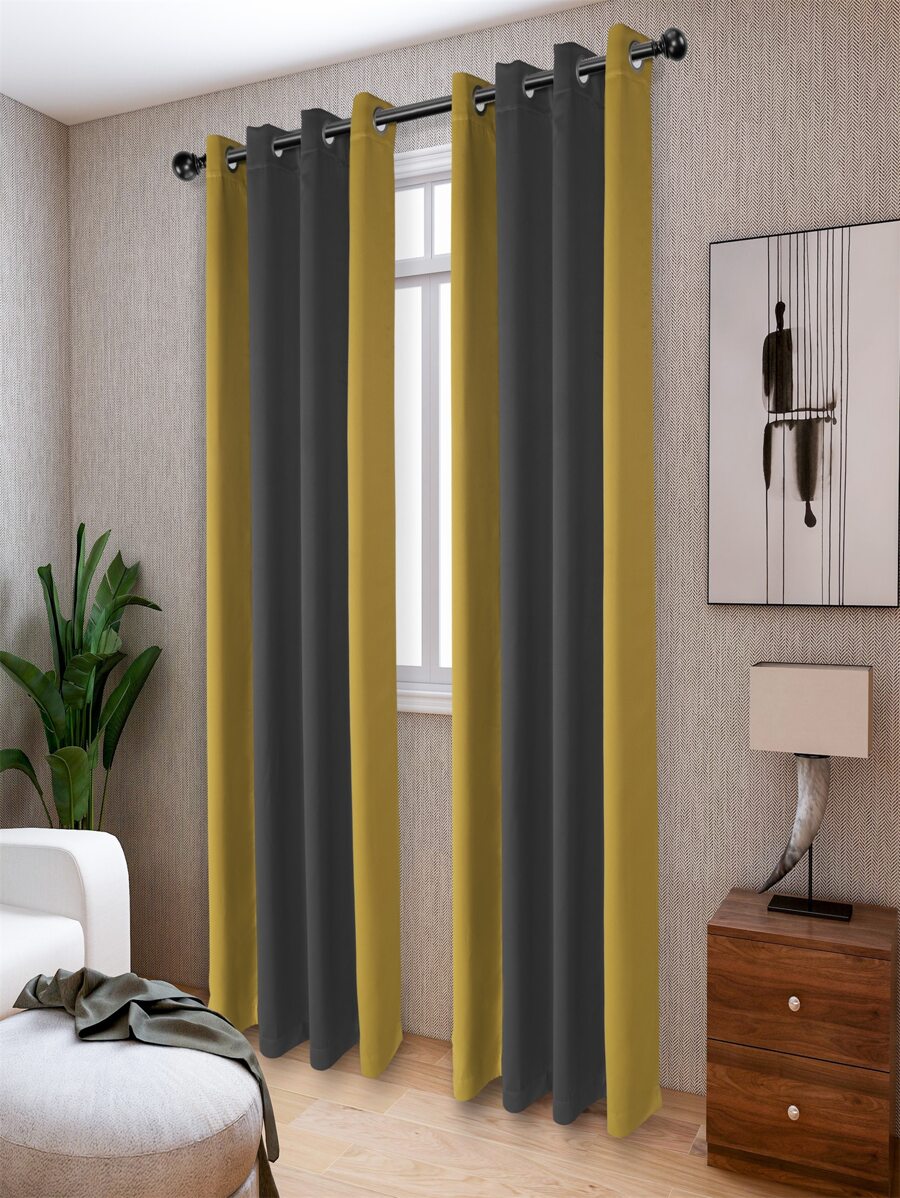 BONZER Rèm một bảng màu hỗn hợp, Rèm đơn bảng polyester trơn tối giản cho phòng ngủ và phòng khách - Màu xám đen - Xem 1