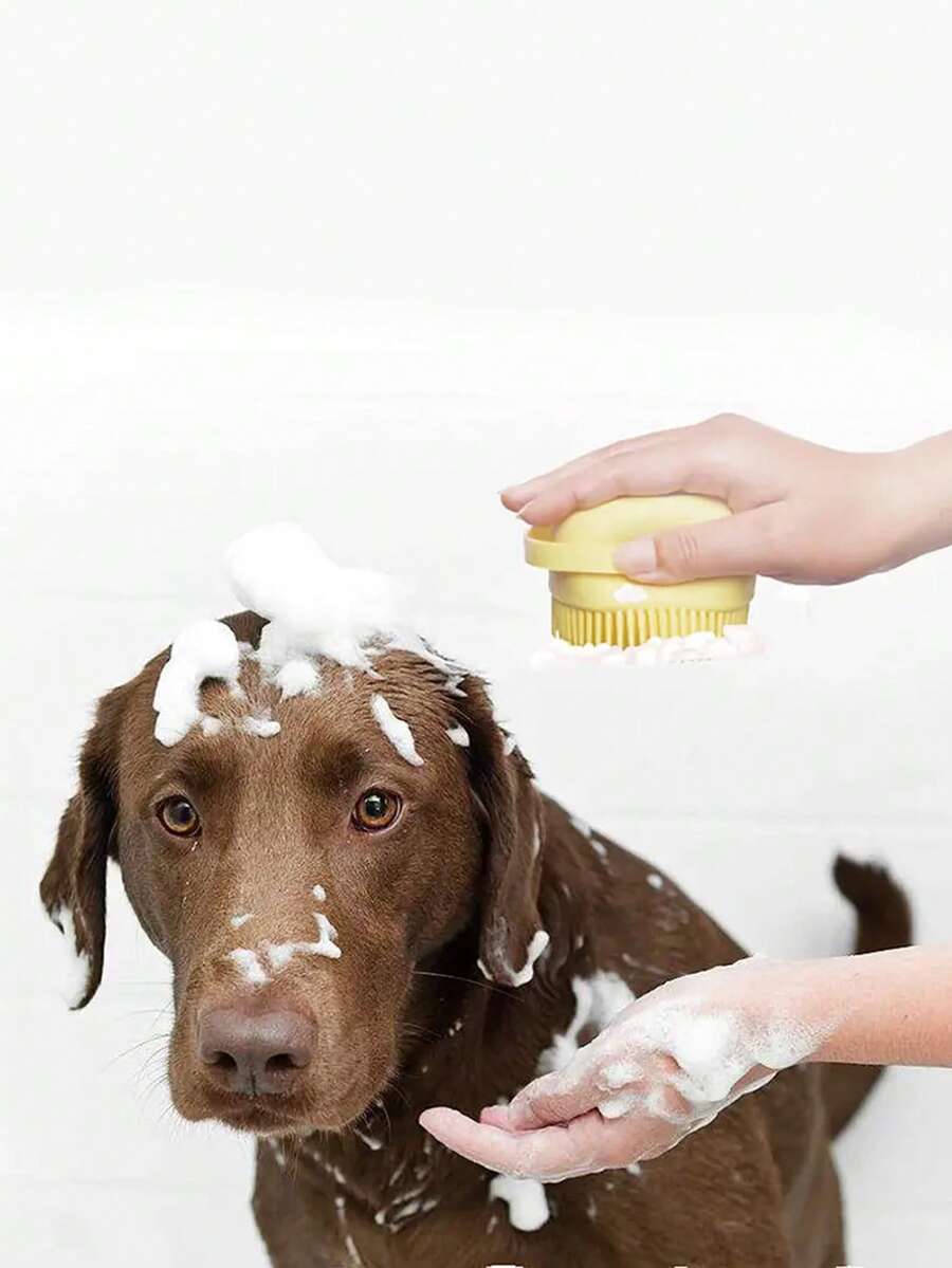 1pc Multi-function Pet Bath Brush For Dog And Cat For Massage - Yellow - View 1