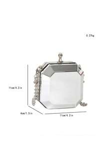 Mini Box Bag Metallic Kiss Lock - Silver - View 3