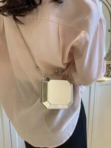 Mini Box Bag Metallic Kiss Lock - Silver - View 4