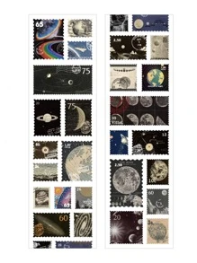 1roll Moon Pattern Stamp Design Masking Tape, Vintage Multi-Purpose Washi Tape For DIY Craft, Hand Account Decoration Back To School
