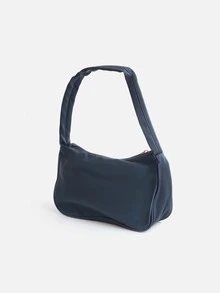 Nylon Hobo Bag Zipper - Navy Blue - View 3