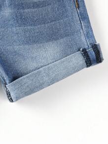 SHEIN 嬰兒男寶寶洗水卷邊牛仔短褲 - 中等水洗藍 - 查看 7