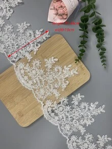 1入組白色蕾絲裝飾花朵刺繡服裝裝飾用於DIY縫紉 - 白色 - 查看 3