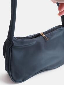 Nylon Hobo Bag Zipper - Navy Blue - View 5