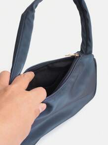 Nylon Hobo Bag Zipper - Navy Blue - View 6