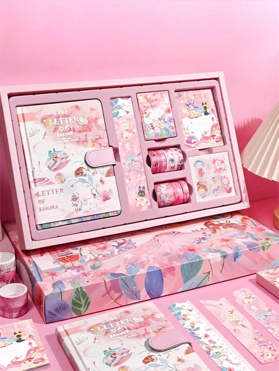 1set Cartoon Graphic Stationery Gift, Cute Multi-purpose Stationery Gift Set For Children, Student, Hand Account - Multicolor - View 1