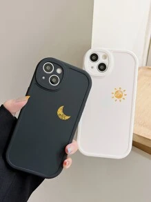 日月图案手机壳一对，兼容 16/16 Pro Max/16 Pro/16 Plus、Galaxy手机，硅胶材质，国际版，非国内版 - 彩色 - 查看 2