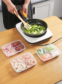 1 Hộp Đựng Thực Phẩm Nhiều Ngăn, Hộp Đựng Thực Phẩm Nhà Bếp Bằng Nhựa PP Trong Suốt - Trong sáng - Xem 3