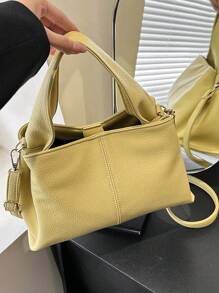 黃色方包荔枝紋壓花PU - 黃色 - 查看 2