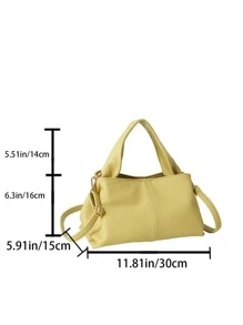 黃色方包荔枝紋壓花PU - 黃色 - 查看 3