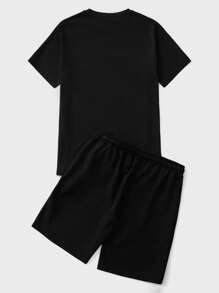 RueChic Homme Imprimé Ours T-shirt & À Cordon Short