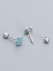 2 sztuk/zestaw Rhinestone Decor srebrny wkręt kolczyk