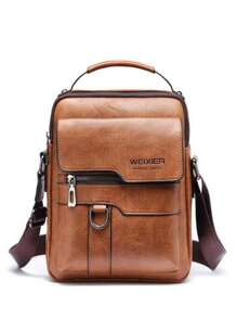 复古男士真皮斜挎包 - 商务休闲手提包、夏季复古包、礼品、秋季圣诞尖叫公文包、文件包、笔记本电脑包、感恩节旅行包、冬季钱包、户外便携包、时尚休闲手拿包、节日笔记本电脑包、胸包、侧包、斜挎包、皮包、单肩包、男士腰包、男士礼品、男士包、复古包、情人节节日必备贴纸、棕色包、男士情人节礼物、复古校园礼品袋、春季复古包 - 棕色 - 查看 8