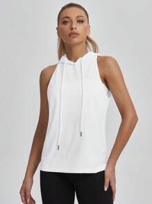 Easithlete Áo Tees & Tanks  Thể thao Nữ Lộ Lưng Dây kéo màu trơn - trắng - Xem 2