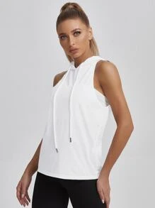 Easithlete Áo Tees & Tanks  Thể thao Nữ Lộ Lưng Dây kéo màu trơn - trắng - Xem 3