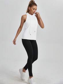 Easithlete Áo Tees & Tanks  Thể thao Nữ Lộ Lưng Dây kéo màu trơn - trắng - Xem 4