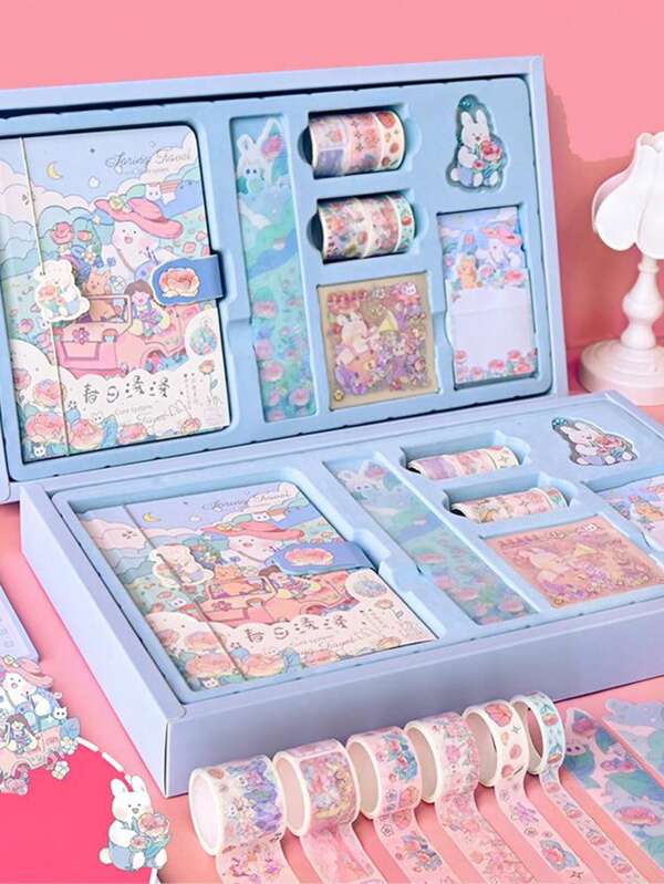 1set Cartoon Graphic Stationery Gift, Cute Multipurpose Stationery