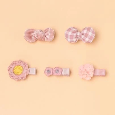 5 chiếc kẹp tóc trang trí nơ và hoa cho bé yêu Valentine